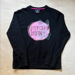 Psycho Bunny Black Arnell Graphic Crewneck Pullover. Men’s Size Medium.